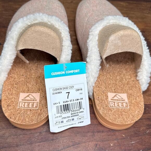 Reef Women's Cushion Sage Cozy Slip-On Shoes Size 7 Pink Twill New With Tags - Picture 6 of 10